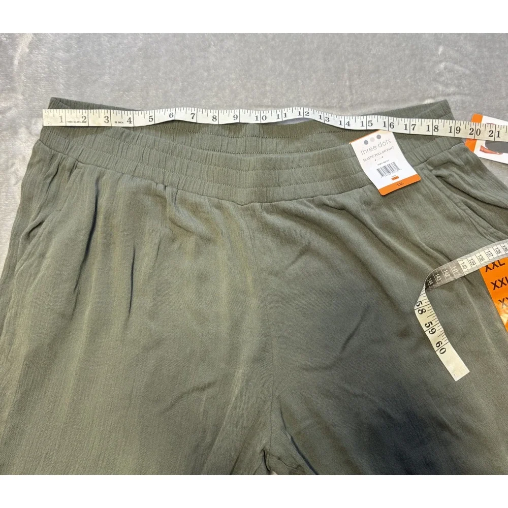 Three Dots Pants Womens XXL Green Elastic Pull On Wide Leg Pockets Rayon NWT - Picture 8 of 12